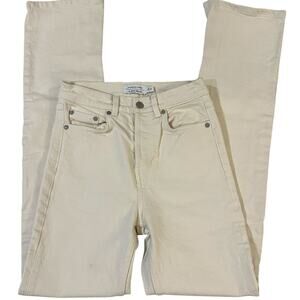Stockholm Atelier Cream, High Waist, Bottom Slit Hem, Skinny Jeans- 24